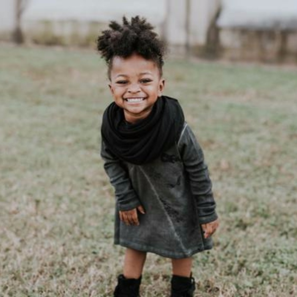 Kids Unisex Black Infinity Scarf